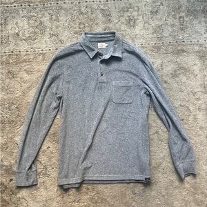 Faherty Heather Gray Long Sleeve Polo Shirt